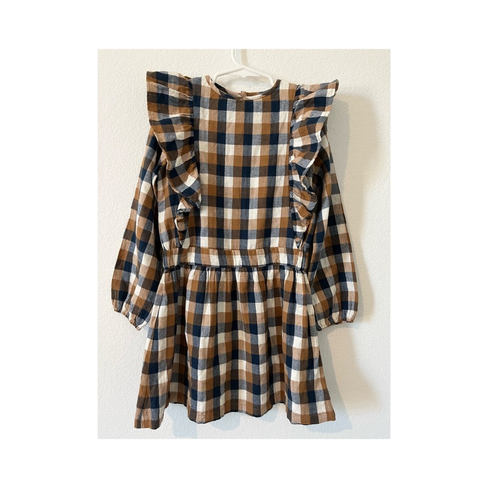 Louis Louise Plaid Ruffle Kids Dress Size 8 NWT